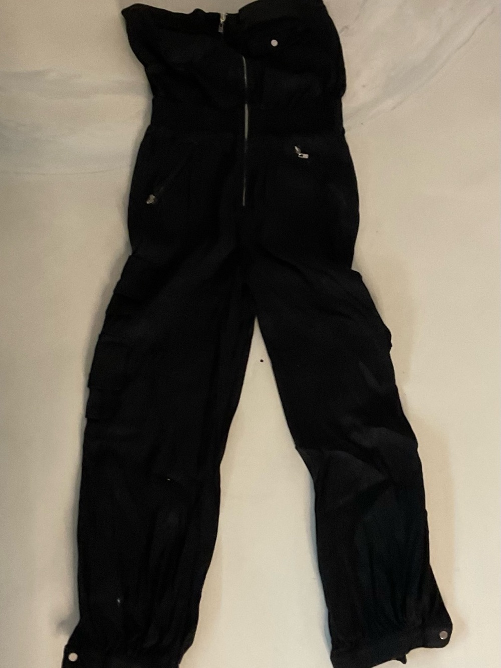 bebe Black Strapless Utility Romper Jumpsuit
